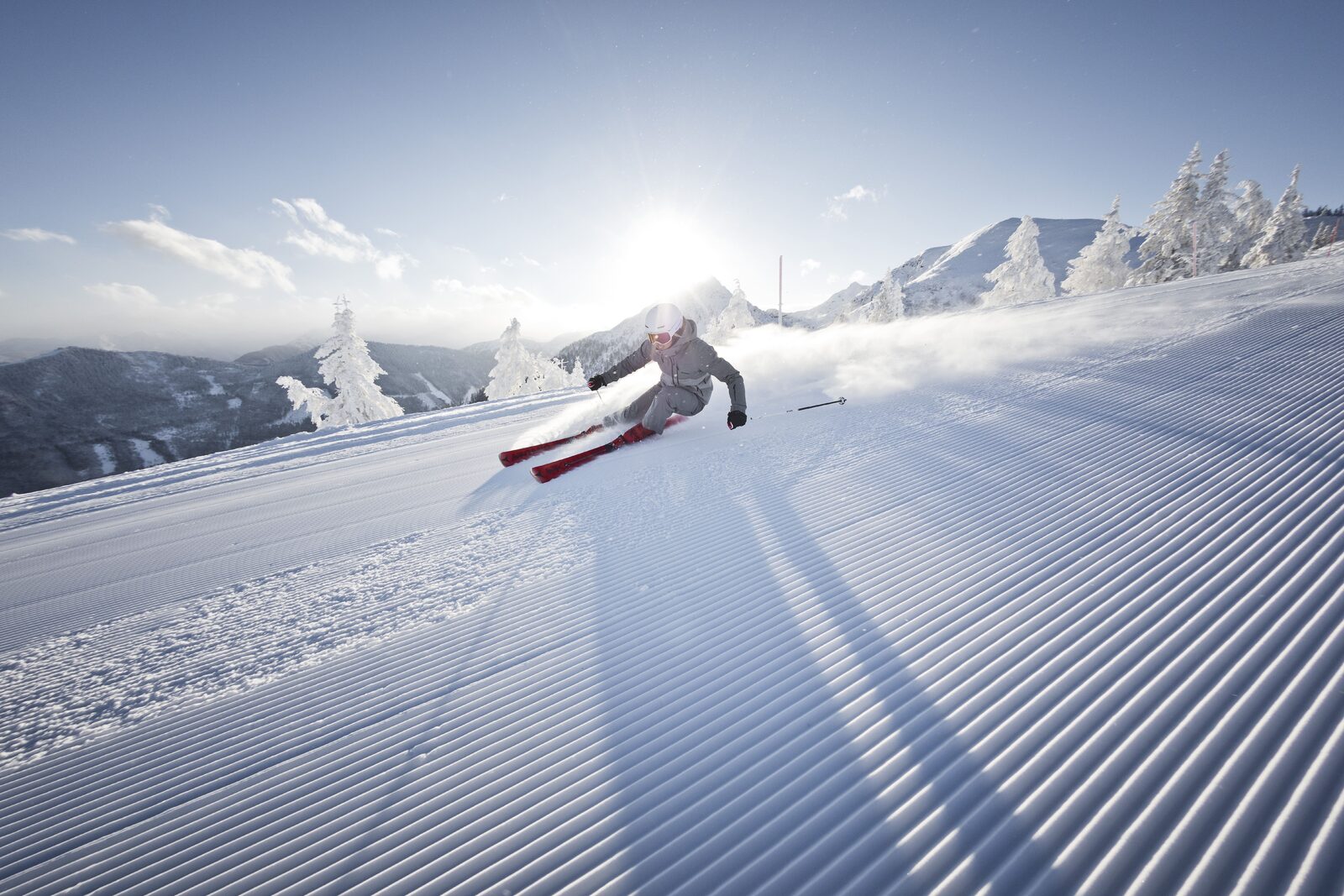 directly on the slope